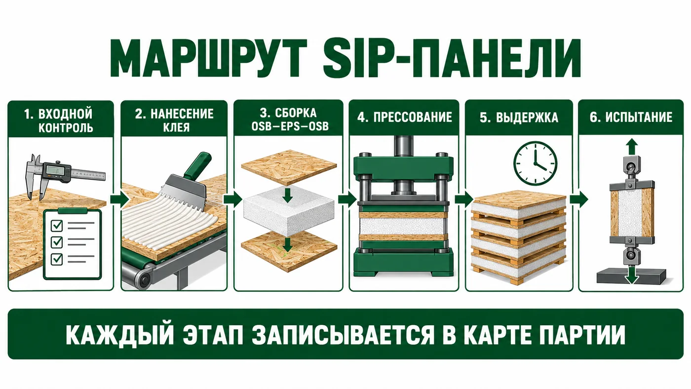 Технологический маршрут производства SIP-панели от входного контроля до испытания